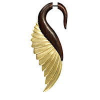 Cargar imagen en el visor de la galería, Fake Piercing Ohrring Narraholz Edelstahl Brass Schwan - chic - net.de
