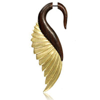 Cargar imagen en el visor de la galería, Fake Piercing Ohrring Narraholz Edelstahl Brass Schwan - chic - net.de
