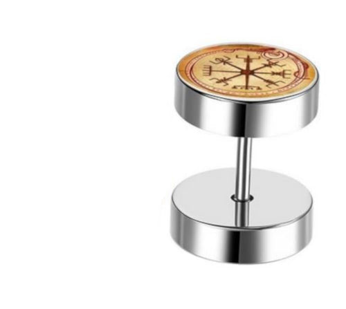Fake Piercing Plug Vegvisir silber Edelstahl 10mm - chic - net.de