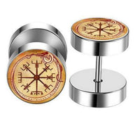 Cargar imagen en el visor de la galería, Fake Piercing Plug Vegvisir silber Edelstahl 10mm - chic - net.de

