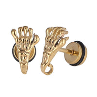 Cargar imagen en el visor de la galería, Fake Piercing Schraubverschluss Expander goldfarben Skelett Hand Edelstahl - chic - net.de
