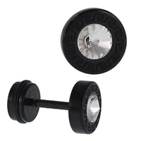 Load image into Gallery viewer, Fake Piercing schwarz rund klein Zirkonia weiß quadratisches Muster Edelstahl - chic - net.de
