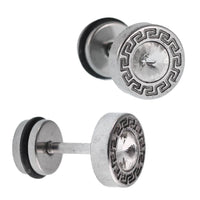 Load image into Gallery viewer, Fake Piercing silbern rund kleiner Zirkonia Stein weiß quadratisches Muster Edelstahl - chic - net.de
