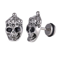 Cargar imagen en el visor de la galería, Fake Piercing Totenkopf groß mit Mütze Kugel Edelstahl Schraubverschluss silberfarben - chic - net.de
