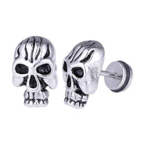 Cargar imagen en el visor de la galería, Fake Piercing Totenkopf groß schwarze Linien auf der Stirn Edelstahl Schraubverschluss silberfarben - chic - net.de
