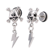 Cargar imagen en el visor de la galería, Fake Piercing Totenkopf Knochen Blitz Anhänger Schraubverschluss silberfarben - chic - net.de
