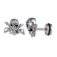 Cargar imagen en el visor de la galería, Fake Piercing Totenkopf kreuzt Schwerter Edelstahl Schraubverschluss silber Farben - chic - net.de
