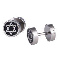 Load image into Gallery viewer, Fake Plug Edelstahl schwarz silbern Stern doppelt - chic - net.de
