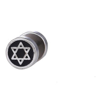 Load image into Gallery viewer, Fake Plug Edelstahl schwarz silbern Stern doppelt - chic - net.de
