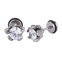Cargar imagen en el visor de la galería, Fake Plug Piercing Edelstahl silberarben Kralle hält großen Zirkonia Stein weiß - chic - net.de
