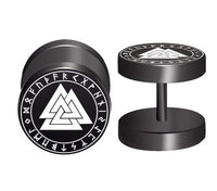 Load image into Gallery viewer, Fake Piercing Plug Viking schwarz Edelstahl 10mm
