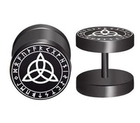 Load image into Gallery viewer, Fake Piercing Plug Viking schwarz Edelstahl 10mm
