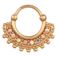 Cargar imagen en el visor de la galería, Fake Septum Piercing gelbgolden Klippverschluss Band mit Zirkonia Steinen Kugeln Edelstahl - chic - net.de
