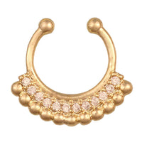 Load image into Gallery viewer, Fake Septum Piercing goldfarben Band mit Zirkonia Steinen Kugeln weiß Edelstahl - chic - net.de
