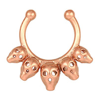 Load image into Gallery viewer, Fake Septum Piercing rosegolden 5 Totenköpfe Edelstahl - chic - net.de
