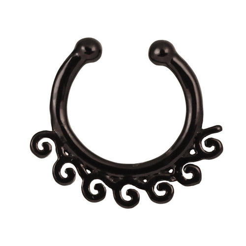 Fake Septum Piercing schwarz Edelstahl kleine Wellen - chic - net.de