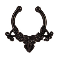 Cargar imagen en el visor de la galería, Fake Septum Piercing schwarz Edelstahl Schnörkel - chic - net.de
