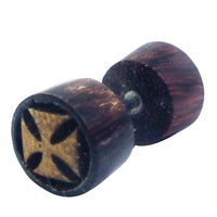 Load image into Gallery viewer, Fake Holzplug Holz Plug Lobe Piercing Inlay Edelstahl Paua Muschel Türkis Stein
