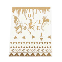 Cargar imagen en el visor de la galería, Flash Tattoos golden fluoreszierend Blut Skelett Eule Zahlen Wimpel 1 Bogen - chic - net.de
