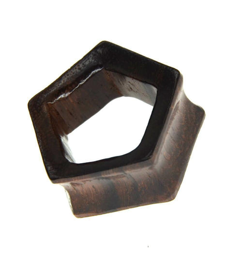 Flesh Tunnel Holz Fünfeck Pentagon dunkel double flared - chic - net.de