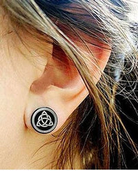 Load image into Gallery viewer, Fake Piercing Plug Viking schwarz Edelstahl 10mm
