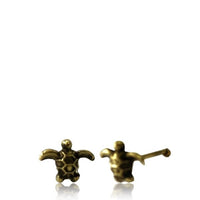 Cargar imagen en el visor de la galería, Gerader Nasenstecker 0,8 mm Nostril Tragus golden Schildkröte Messing 8 mm lang - chic - net.de
