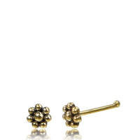 Load image into Gallery viewer, Gerader Nasenstecker (oder Tragus) golden Blume Brass 8 mm lang - chic - net.de
