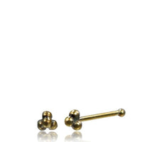 Load image into Gallery viewer, Gerader Nasenstecker (oder Tragus) golden klein Kugeln Brass Messing 8mm lang - chic - net.de
