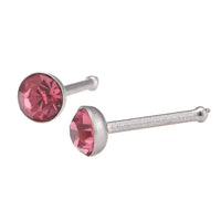 Load image into Gallery viewer, Gerader Nasenstecker silber Farben mini Stein rosa Chirurgenstahl - chic - net.de
