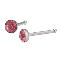 Load image into Gallery viewer, Gerader Nasenstecker silber Farben mini Stein rosa Chirurgenstahl - chic - net.de
