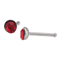 Load image into Gallery viewer, Gerader Nasenstecker silber Farben mini Stein rot Chirurgenstahl - chic - net.de
