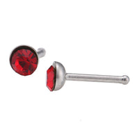Load image into Gallery viewer, Gerader Nasenstecker silber Farben mini Stein rot Chirurgenstahl - chic - net.de
