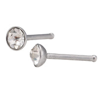 Load image into Gallery viewer, Gerader Nasenstecker silber Farben mini Stein weiß Chirurgenstahl - chic - net.de
