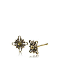 Load image into Gallery viewer, Gerader Nasenstecker Tragus golden Bögen Kreuz Punkte Brass 8 mm lang - chic - net.de
