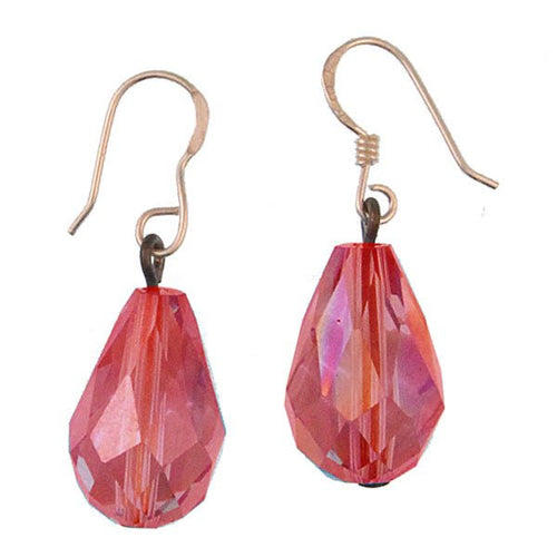 Glasohrringe orange Tropfen facettiert Glitzer 925er Silber ca.19 mm Ohrringe Glas - chic - net.de