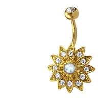 Load image into Gallery viewer, Glitzer Bauchnabel Piercing Kristall Blume Edelstahl - chic - net.de
