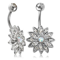 Load image into Gallery viewer, Glitzer Bauchnabel Piercing Kristall Blume Edelstahl - chic - net.de
