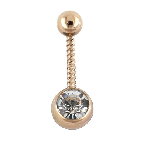 Glitzer Bauchnabel Piercing Zirkonia Edelstahl gedreht - chic - net.de