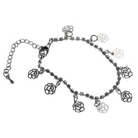 Load image into Gallery viewer, Glitzer Brass Armband Rosen Zirkonia weiß facettiert silbern 17 - 23 cm verstellbar - chic - net.de
