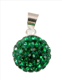 Load image into Gallery viewer, Glitzerkugel Emerald dunkel grün 12 mm Kristall Silberanhänger Anhänger 925er Silber Damen Glitzer - chic - net.de
