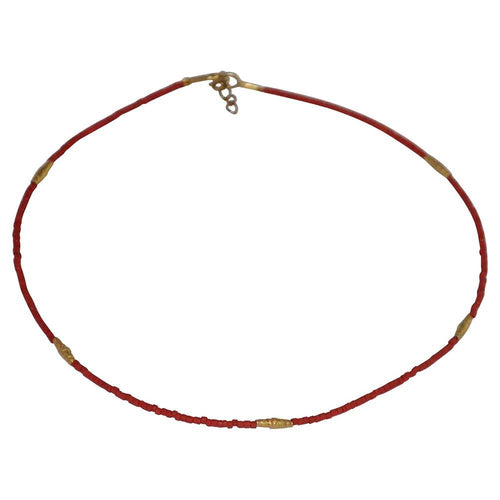 Halskette Koralle 925 Sterling Silber vergoldet 43 - 44,5cm - chic - net.de