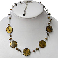 Load image into Gallery viewer, Halskette Perlmutt Zebra Perlen Steinsplitter braun Tigerauge - chic - net.de
