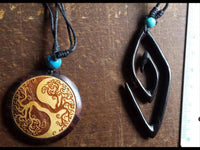 Cargar imagen en el visor de la galería, Holz KetteTürkis verstellbar Baumwolle rund Labyrinth - chic - net.de
