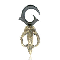 Load image into Gallery viewer, Holz Ohr Hook Piercing Ohrgewicht gold antik dunkel 4mm 10,3g Messing Tropfen - chic - net.de
