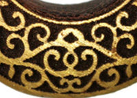 Load image into Gallery viewer, Holz Pin Creolen 30mm Ohrringe gold bemalt dunkel - chic - net.de
