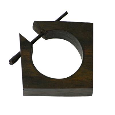 Holzcreolen Karo ca. 30 mm Ohrring Horn Pin Creolen schwarz Loch rund Tribal Organic - chic - net.de