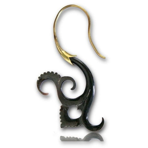 Horn Fake Piercing Brass golden Zacken Ornament Ohrring Ohrhänger Organic Tribal - chic - net.de
