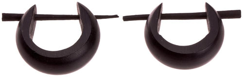 Horn Pin - Ohrringe 14 mm rund glatt schwarz Creolen Holz Pin handgeschnitzt - chic - net.de