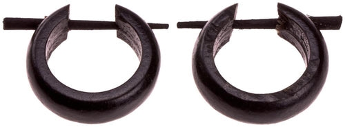 Horn Pin - Ohrringe 19 mm rund schwarz glatt Creolen Holz Pin handgeschnitzt - chic - net.de