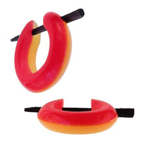 Load image into Gallery viewer, Horn Pin - Ohrringe rot gelb Streifen Creolen Holz Pin 14 mm handgeschnitzt - chic - net.de
